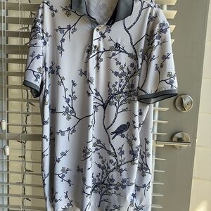 Navy and white tree patterned Greyson Golf Polo